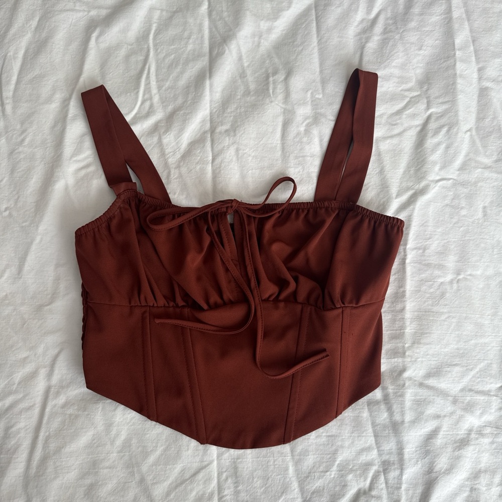 Kendall & Kylie Rust Brown Crop Top